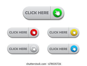 Click here button vector set,hand can press it