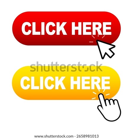 Click here buttons call to action icons. Vector illustration