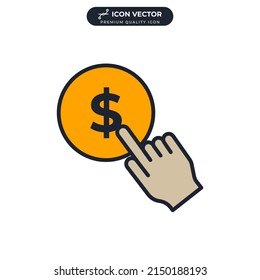 Click here Buy now button icon symbol template for graphic and web design collection logo vector illustration