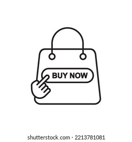 Click here Buy now button with shopping bag. Online shopping. Order online. Design elements for mobile and web apps
