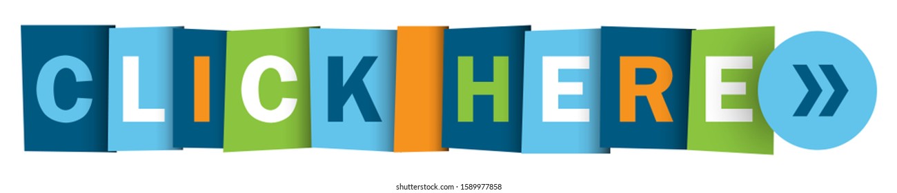 CLICK HERE colorful vector typographic web button
