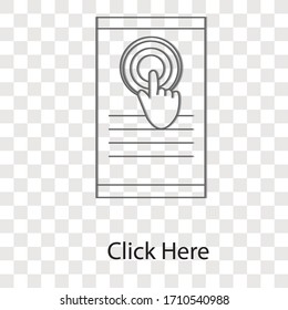 Click here concept on transparency background .creative idea design. Flat vector illustration for template, brochure or presentation.