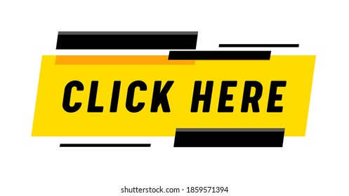 Click Here Digital Navigation for Website with Geometric Shapes. Banner, Internet Promotion, Button to Enter on Web Page. Promo Pointer Icon, Isolated on White Background Line Art Vector Illustration