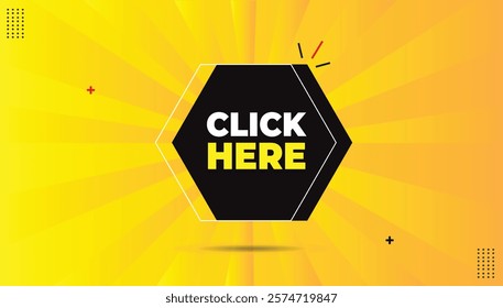 Click here for an editable EPS format banner template design with black gradient shapes and bold yellow, white font. Features a yellow-orange hot abstract background for eye-catching appeal.