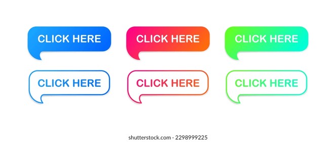 Click here. Flat, color, button click here. Vector icons