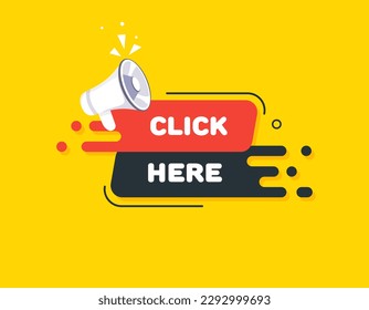 Click here. Flat, color, hint click here. Vector illustration.