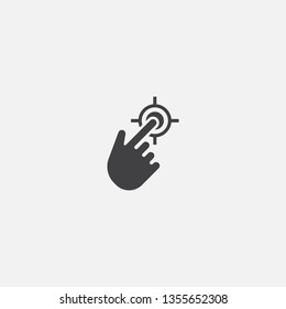 click here Glyph icon. Simple sign illustration. click here symbol design. Can be used for web, print and mobile