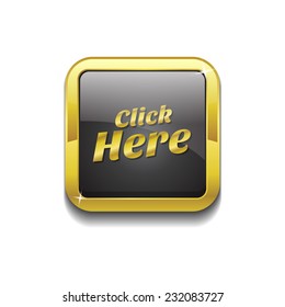 Click Here Gold Vector Icon Button