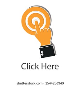 Click here icon icon concept on white background. Creative idea design for your project. Flat vector illustration for template, web page, brochure or mobile app.