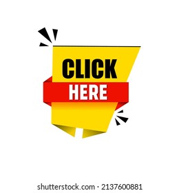 Click Here Icon Design. Graphic and web design. Click here Labels. Vector illustration.