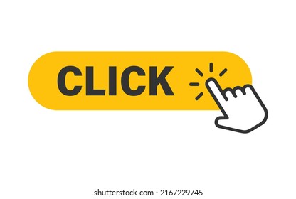 Click Here Icon In Flat Style. Pointer Clicking Vector Illustration On Isolated Background. Web Button Sign Business Concept.