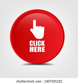 Click Here Icon And Glossy Button