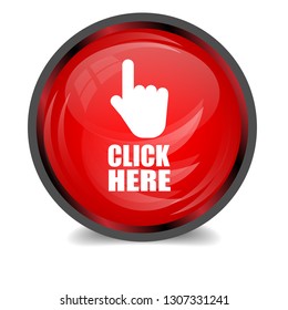 Click Here Icon And Glossy Button