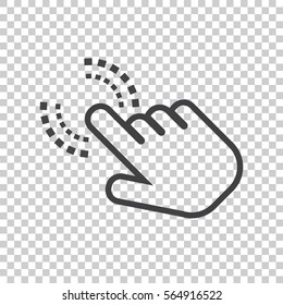 Click here icon. Hand cursor signs. Black button flat vector illustration.
