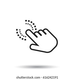 Click here icon. Hand cursor signs. Black button flat vector illustration.