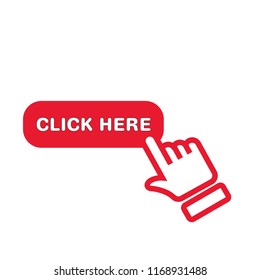 Click here icon, hand vector