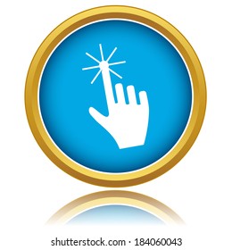 Click here icon over white background. Vector illustration