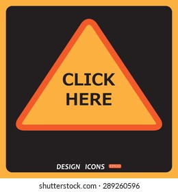 click here. icon. vector. Flat design style.