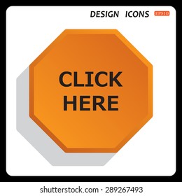 click here. icon. vector. Flat design style.