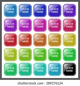 click here. icon. vector. Flat design style.