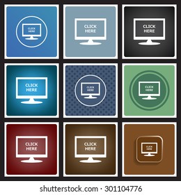 click here. icon. vector. Flat design style.