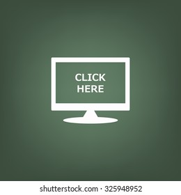 click here. icon. vector. Flat design style.