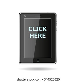 click here. icon. vector. Flat design style.