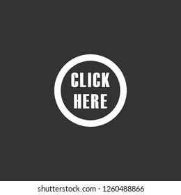 click here icon vector. click here sign on black background. click here icon for web and app