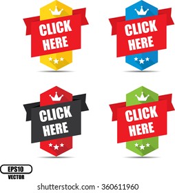 Click here label and sign - Vector illustration