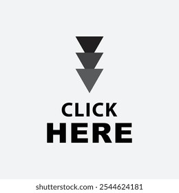 click here label. click here sticker with paint drawn arrow, transparent vector symbol for social