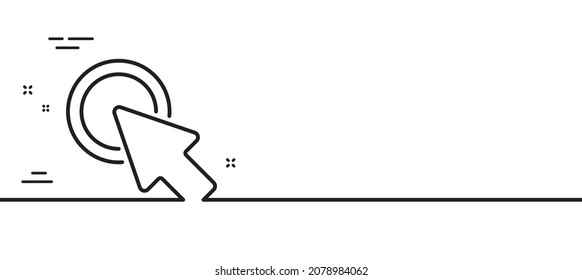 Click here line icon. Push the button sign. Web cursor symbol. Minimal line illustration background. Click here line icon pattern banner. White web template concept. Vector