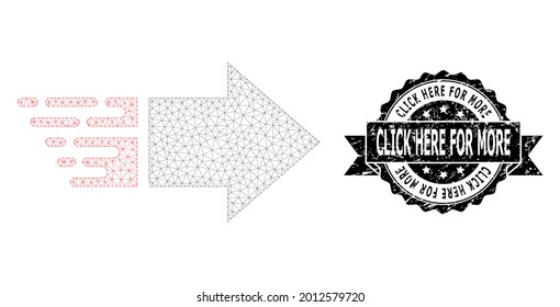 Click Here for More rubber stamp seal and vector move right mesh model. Black stamp seal includes Click Here for More text inside ribbon and rosette. Abstract flat mesh move right,