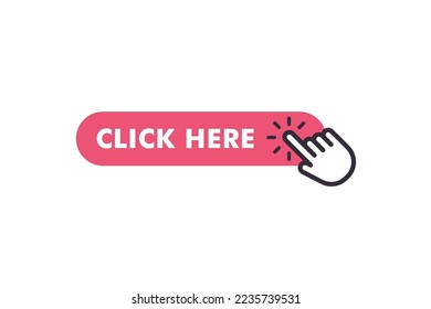 Click here on the red button with the arrow pointer. Hand cursor vector icon. Click here for website links.