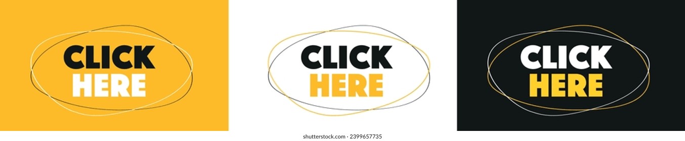 Click here on yellow, white and black background