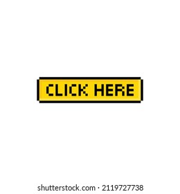  click here pixel art clicking button icon vector 8 bit game 