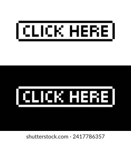  click here pixel art clicking button icon vector 8 bit game company logo template 