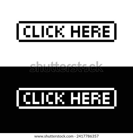  click here pixel art clicking button icon vector 8 bit game company logo template 