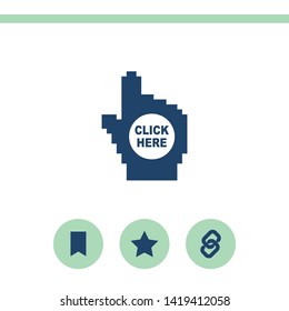 Click here - pixel hand vector icon.