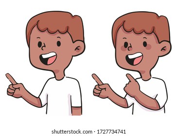 click here pointing cute people illustration
