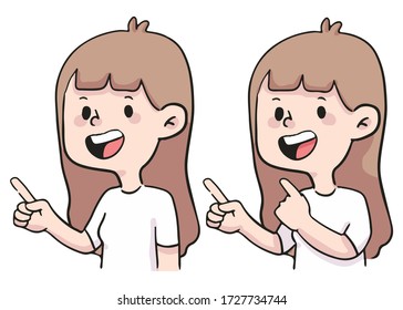 click here pointing cute people illustration