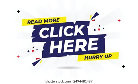 Click here to read more hurry up banner template design with white background, dark blue, light yellow, and red shapes perfect for attention grabbing promotions and call to action ads button, icon