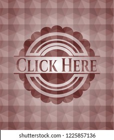 Click Here red seamless geometric pattern emblem. Seamless.