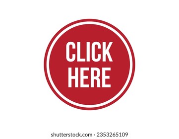 click here red vector banner illustration isolated on white background