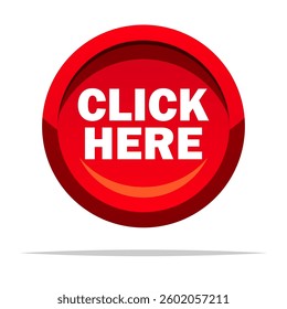 Click here round button vector isolated illustration