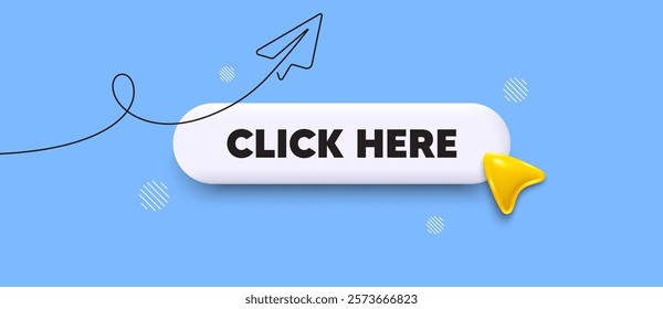 Click here search bar. Share plane line icon. Click here. Register announce sign. Order here offer symbol. Search button with 3d cursor. Vector