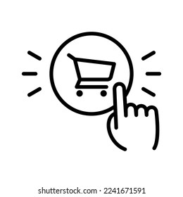 Click here Shopping cart button. Online shopping. Order online. Vector illustration