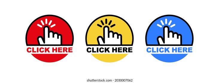 click here sign on white background