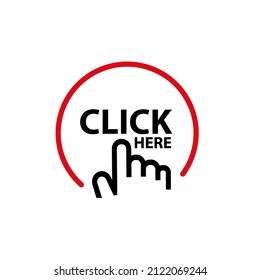 click here sign on white background