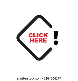 click here sign on white background