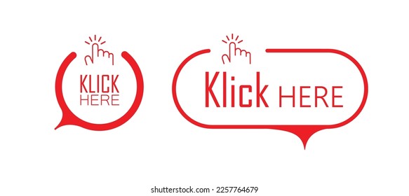 click here sign on white background
